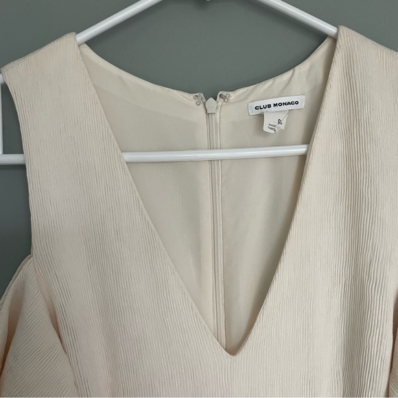 Club Monaco Ivory Lenera Cold Shoulder 70s Inspired Wide Leg Jumpsuit - Picture 6 of 16